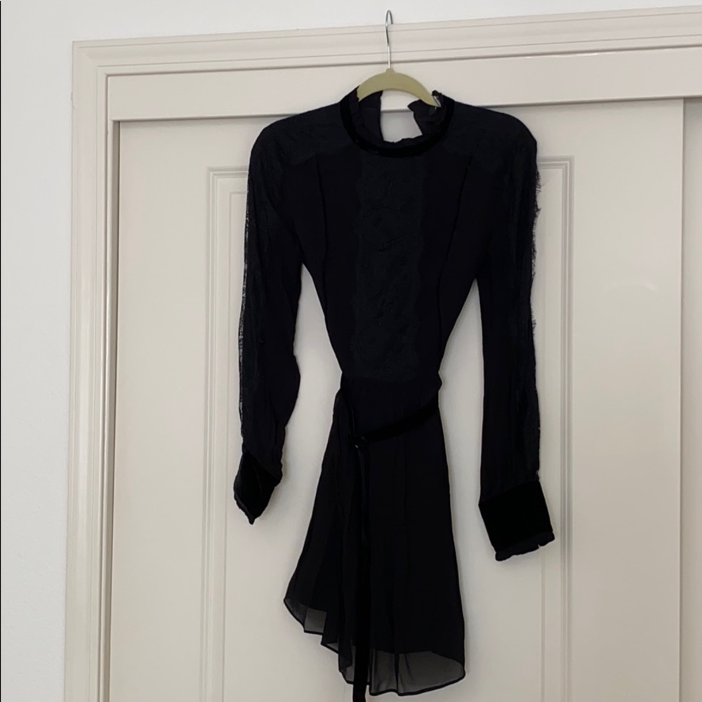 Black long sleeve mini dress